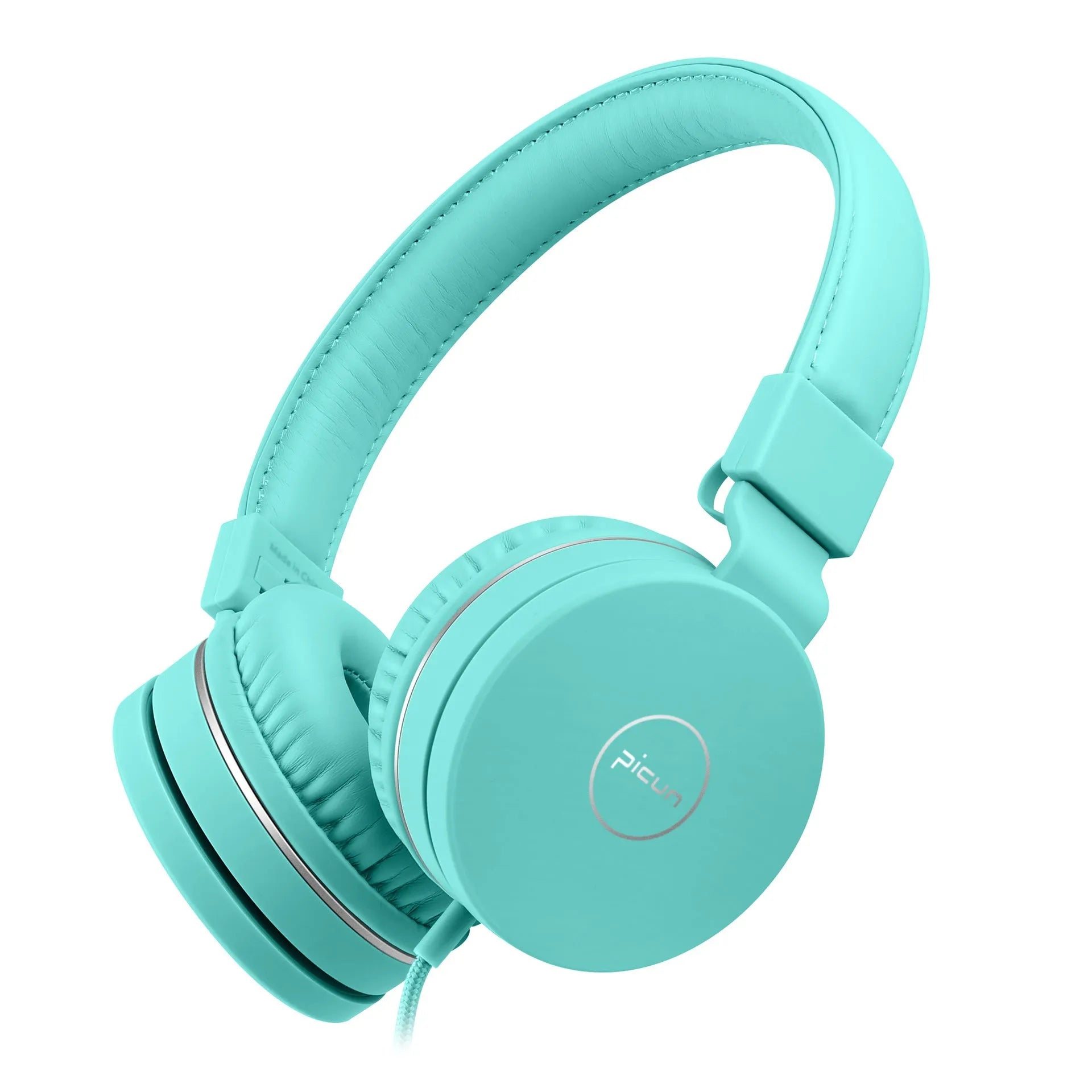 Bengoo C30 wired over-ear headphones with protein earmuffs and braided cable in mint green