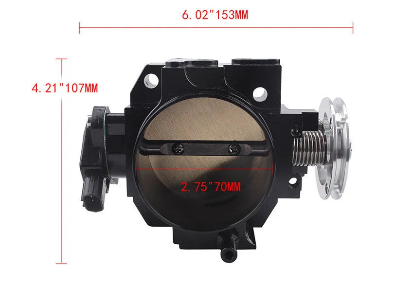Aluminium alloy throttle body for Honda K20A engine, shown in 70mm size.