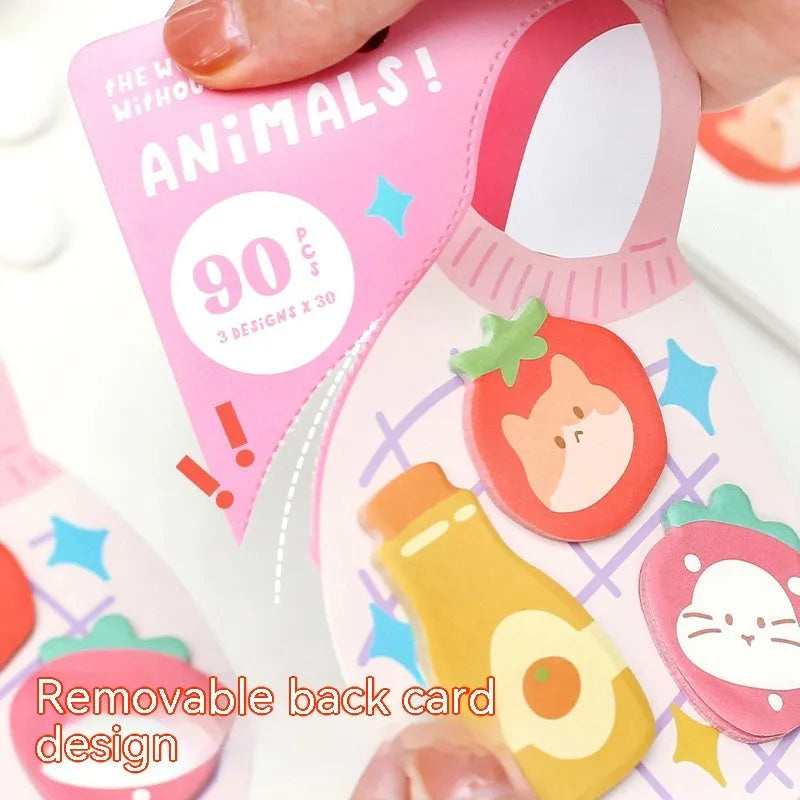 Small animal shaped sticky note set with 90 pages and six colourful cover designs