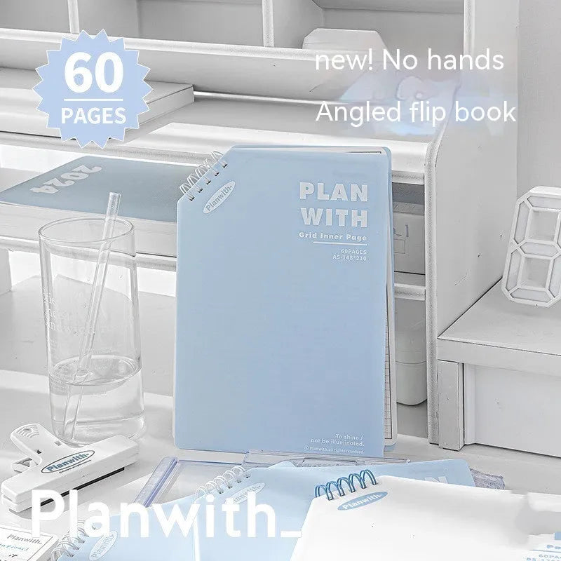 Oblique angle salt series notebook in A5 or B5 size with choice of white or plaid blue cover
