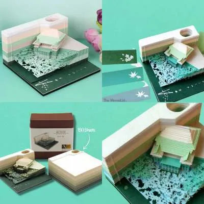One Piece anime architecture sticky notes showing 80x45mm craft paper notepad with cartoon building designs