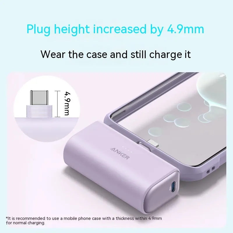 Capsule-shaped 5000mAh power bank with foldable USB-C cable in five colour options