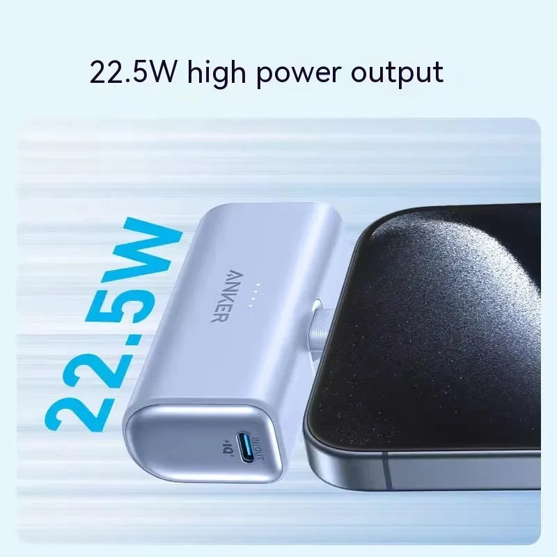 Capsule-shaped 5000mAh power bank with foldable USB-C cable in five colour options