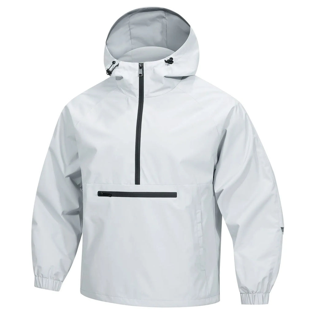 Men's loose Korean-style half-zip hooded sweater jacket in rabbit fur corduroy fabric