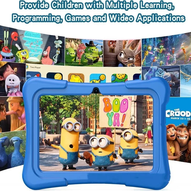 7-inch children's tablet with Android 12, Allwinner A133, IPS screen, available in pink or blue