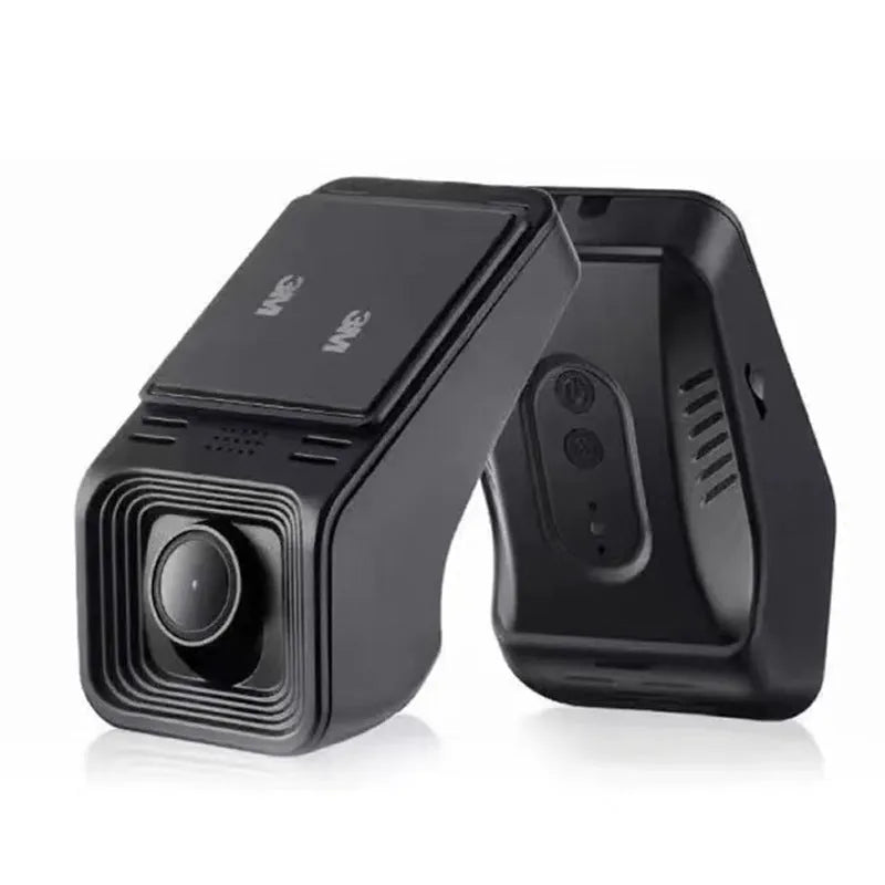 V4 ACC model 1080p HD car dashboard camera with WiFi and parking surveillance mode.