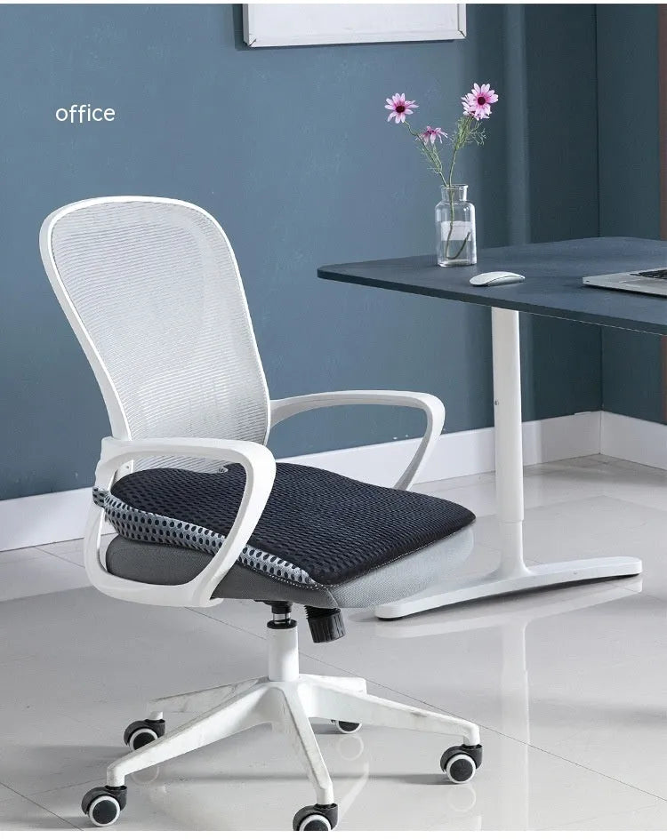 Memory foam seat cushion with adjustable strap in black, grey, or creamy white.