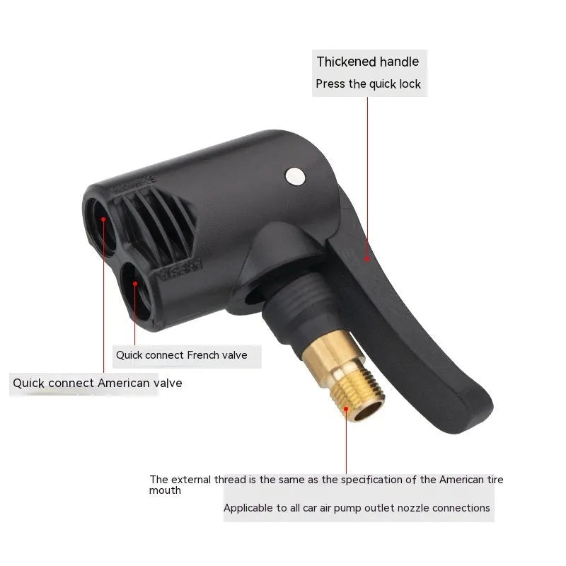Vehicle air conversion inflatable nozzle with two chuck connectors and 16cm hose