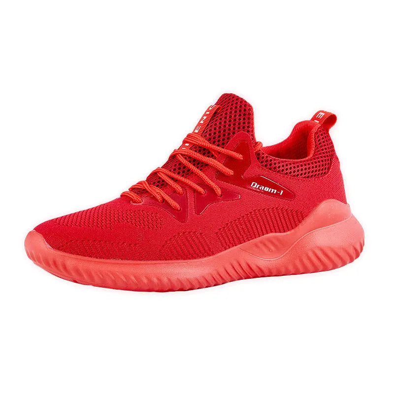 Adult unisex low-top running shoes with breathable mesh upper and front strap closure in multiple colour options