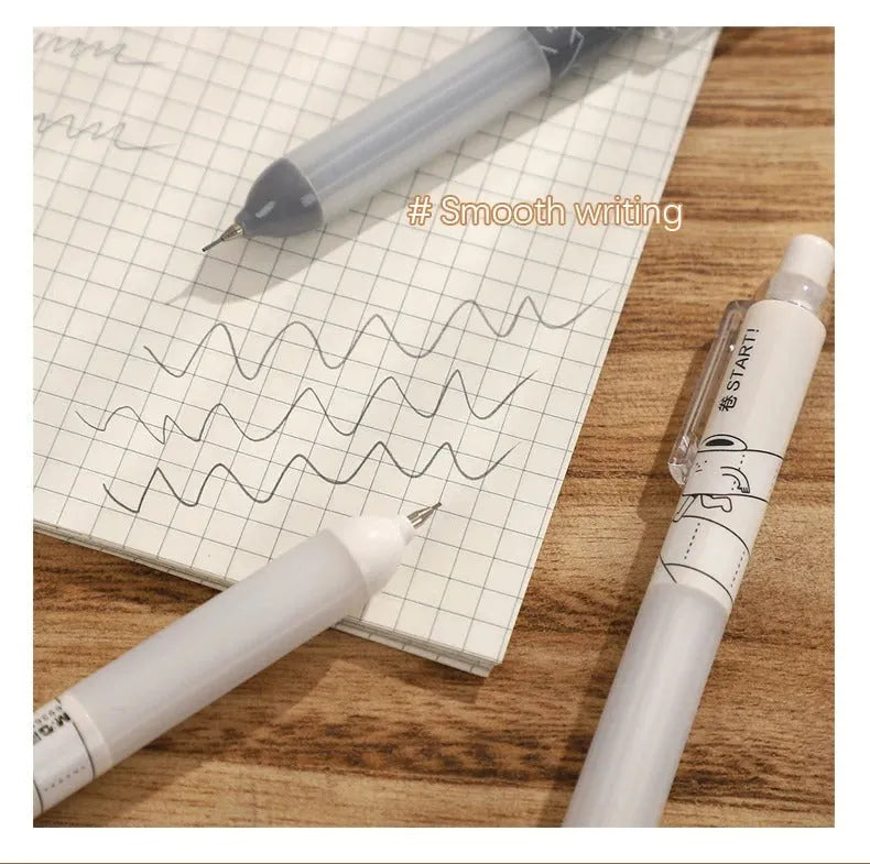 0.5mm HB automatic pencil with cloud grip in black and white, minimalist plastic pen holder