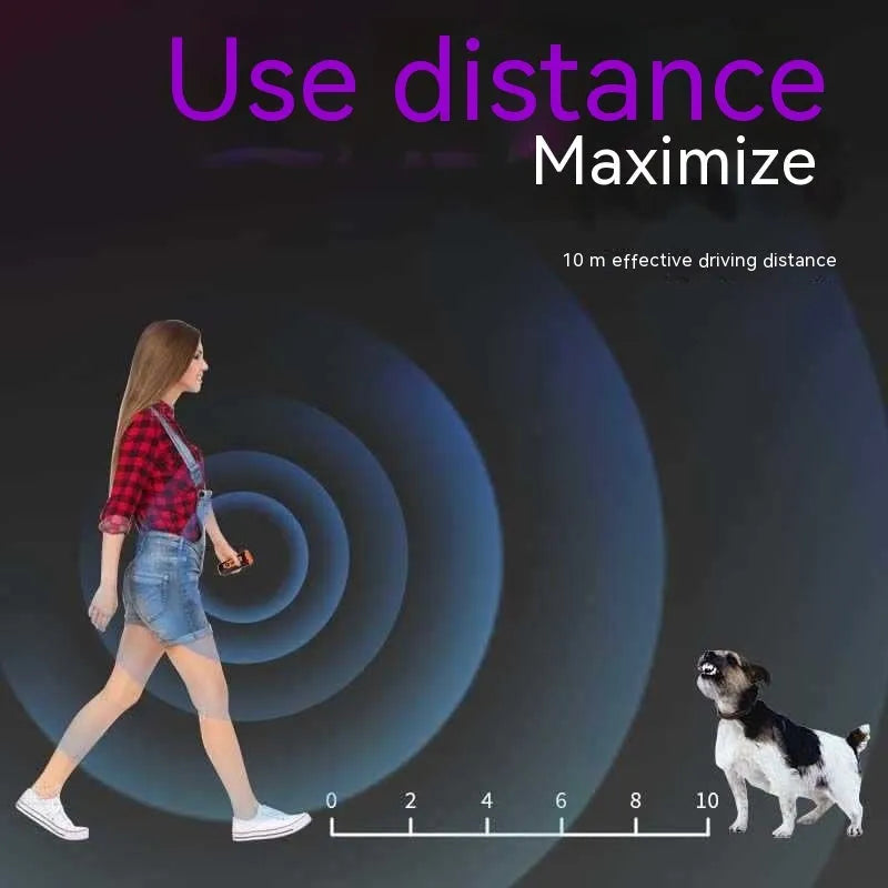 Three-head ultrasonic dog repellent device with spray, plastic handheld, 11x5x5cm, black colour