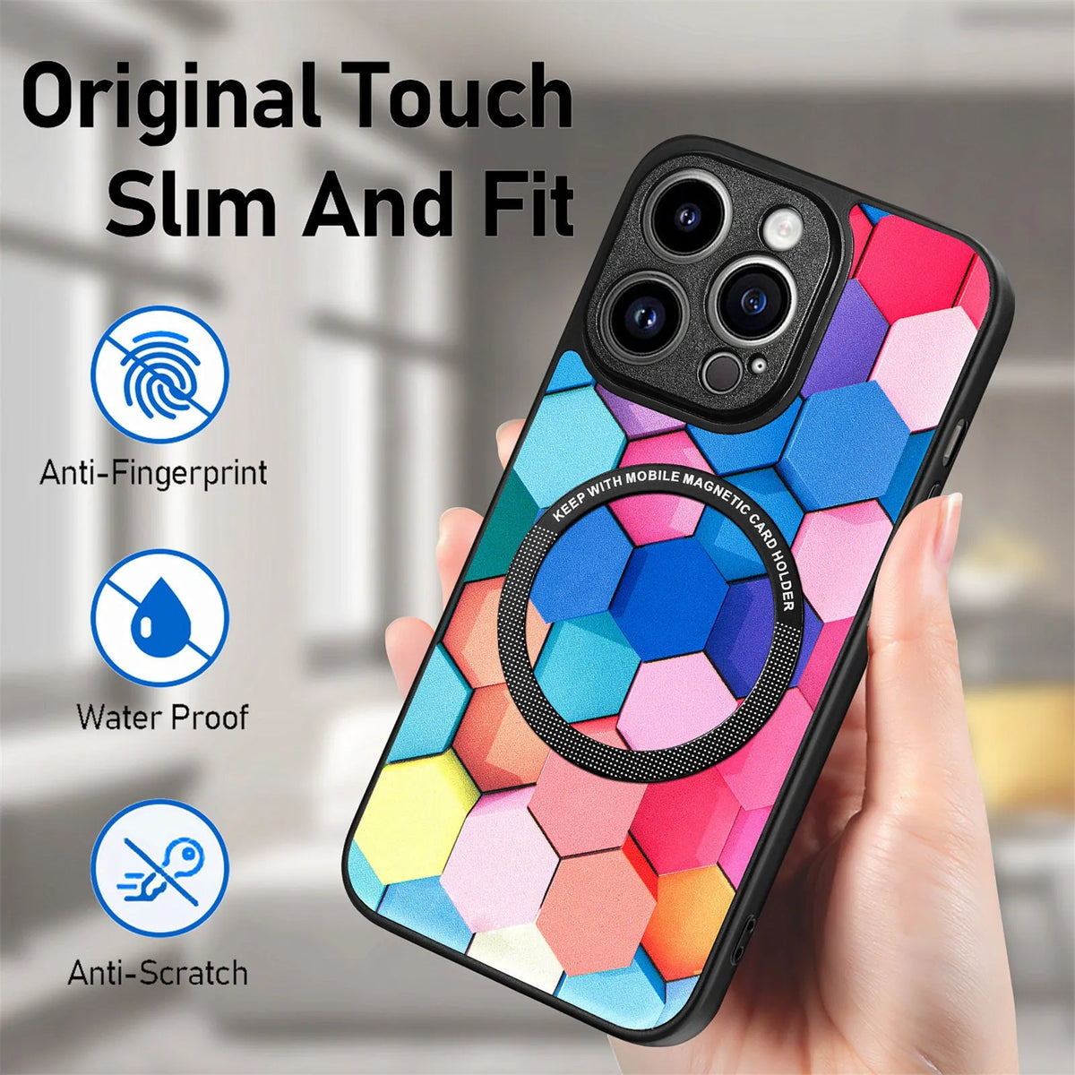 Magnetic two-in-one phone case for iPhone 14 and 15 series in seven colour and pattern options