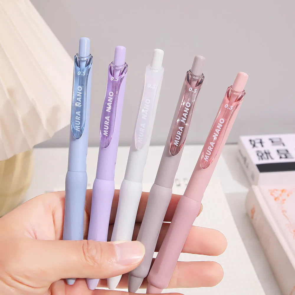 Macaron colour pressing gel pen with 0.5mm tip in smoked brown, powder, or white ink options