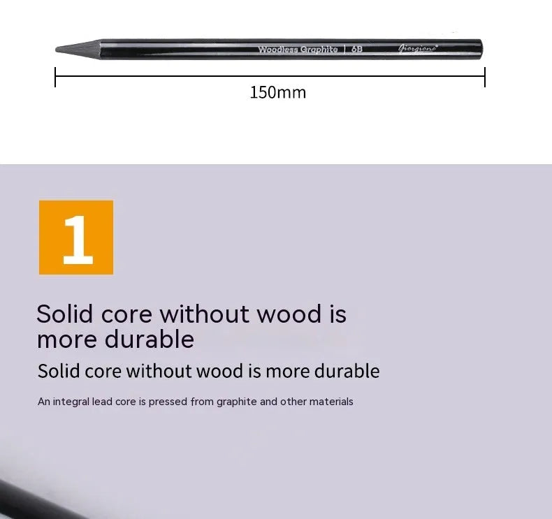 Carbonised and graphite drawing pencil set of nine in a wooden case, showing six graphite and three carbonised pencils.