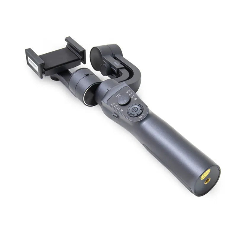 Black three-axis handheld gimbal stabilizer for mobile phones with hard case and tripod