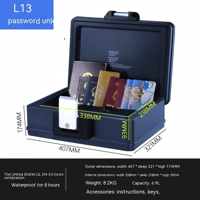 Portable mechanical password safe box with combination lock for travel and office security