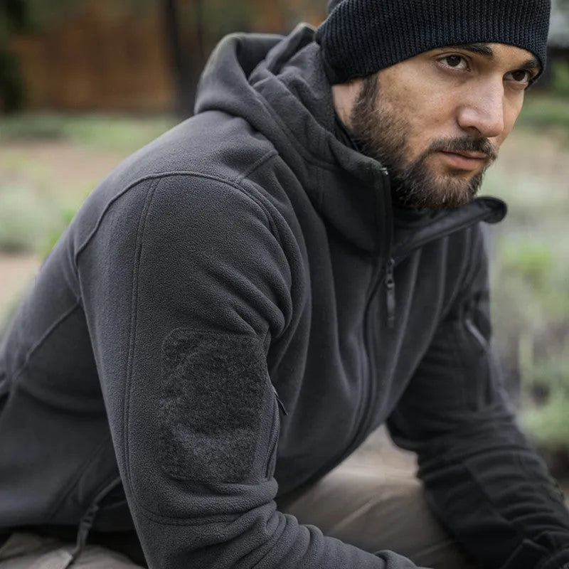 Men's military tactical hooded soft shell jacket in polyester cotton, Army Green, sizes S to 2XL