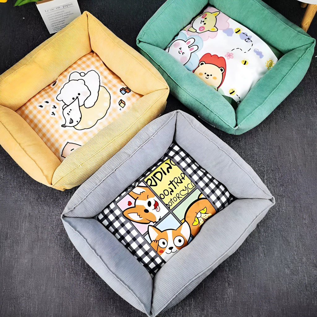 Cotton pet nest for dogs in light coconut palm colour with soft velvet interior.
