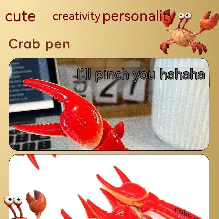 Colourful plastic crab ballpoint pen with playable pressing can clip mechanism