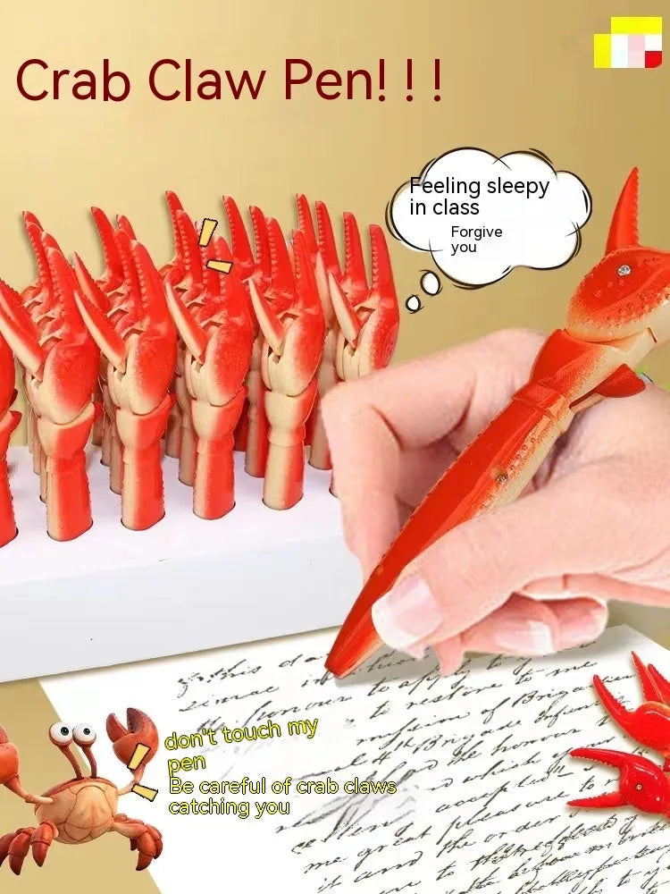 Colourful plastic crab ballpoint pen with playable pressing can clip mechanism
