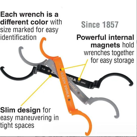 Crescent magnetic suction wrench three-piece kit in orange, grey and black colours with catheter locking function