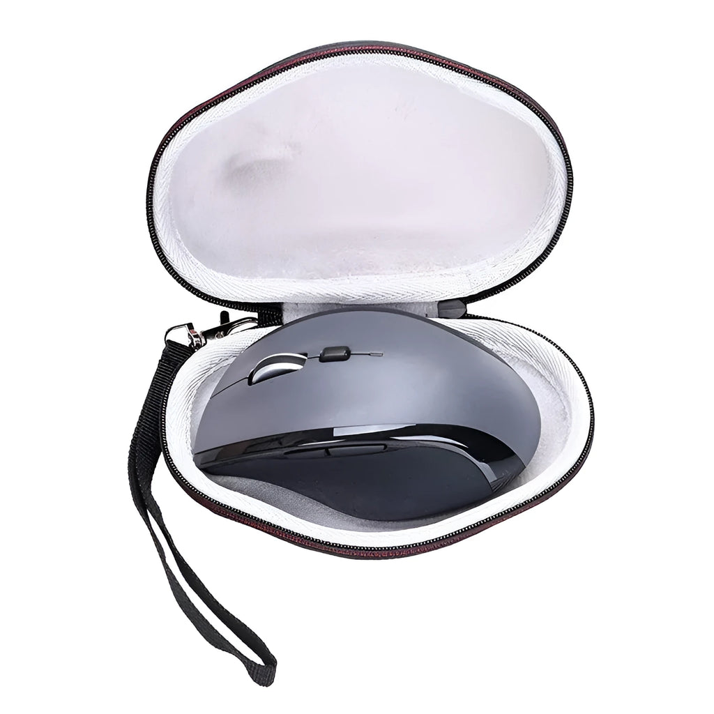 Black and grey Logitech M720 mouse protective storage sleeve measuring 14x9.8x5.5 cm