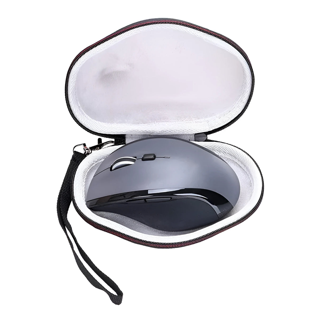 Black and grey Logitech M720 mouse protective storage sleeve measuring 14x9.8x5.5 cm