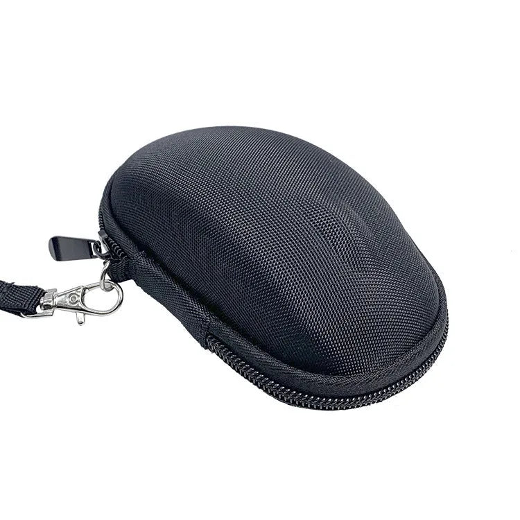 Black and grey Logitech M720 mouse protective storage sleeve measuring 14x9.8x5.5 cm