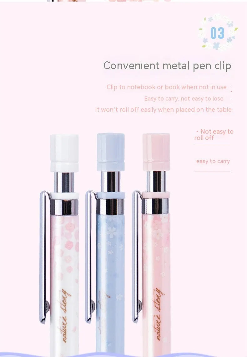 Cartoon design automatic pencil set with 0.5mm leads and three refill boxes in mixed colours