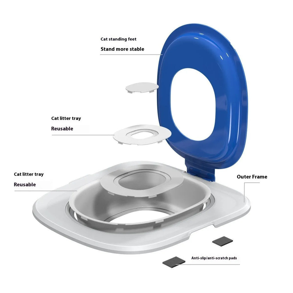 Fifth-generation cat toilet trainer with removable mat in ABS plastic for kitten litter training