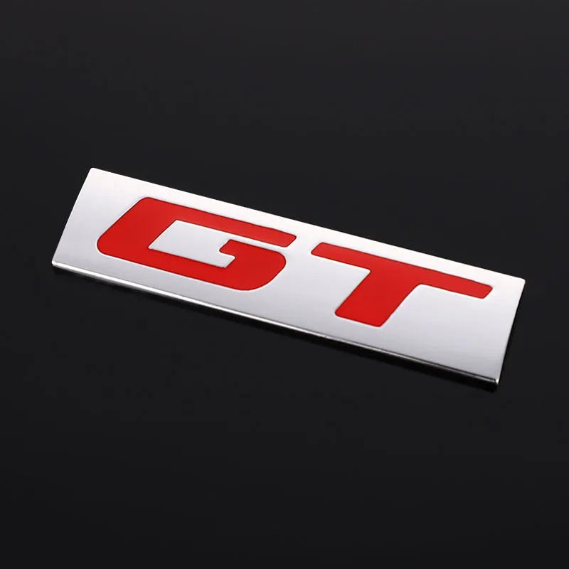 Turbocharged Hybrid metal car sticker emblem, 7.5 x 2cm GT badge in Black or White for car body
