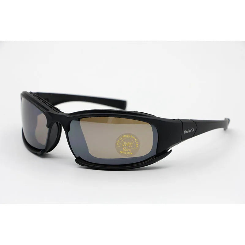 Tactical sports riding glasses full frame goggles with PC frame, four films, EVA finger box and mirror bag