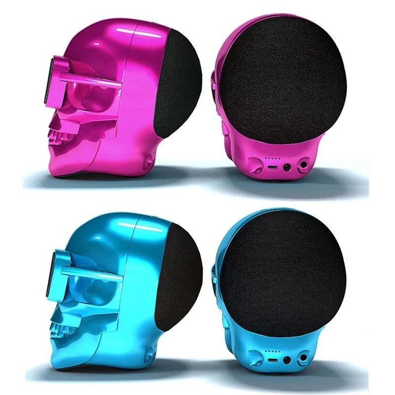 Skull-shaped wireless Bluetooth speaker in six colour options with 10-hour battery
