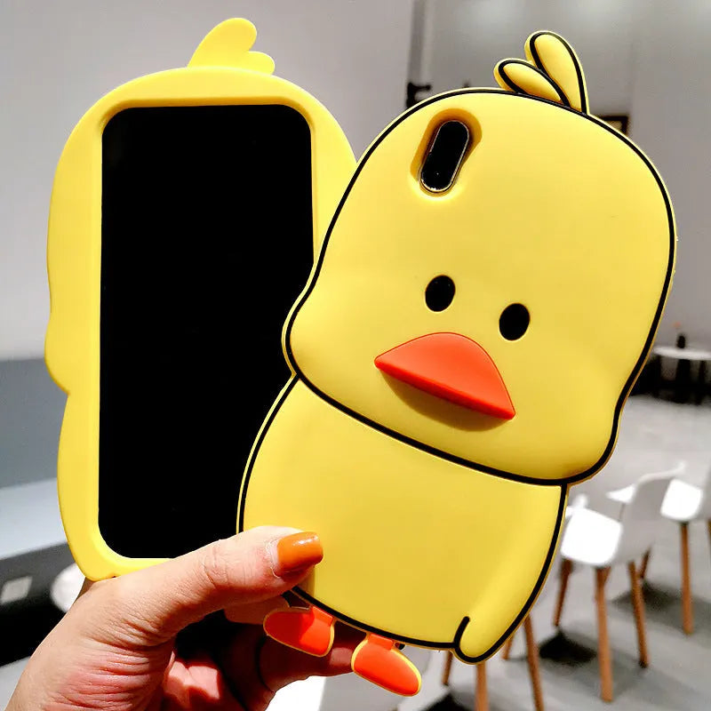 Green silicone iPhone case with animal cartoon pattern design