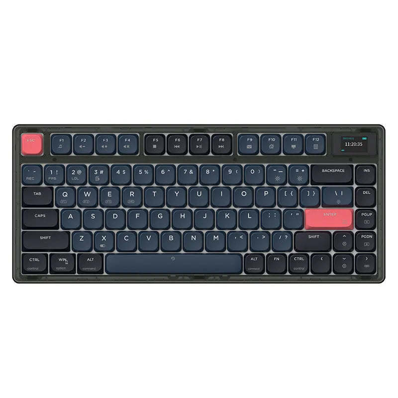Ajazz AK832PRO three-mode mechanical keyboard with colour screen on a desk