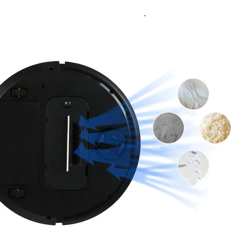 Robot vacuum cleaner with sweep and suction functions in black, red, or white colours for home use