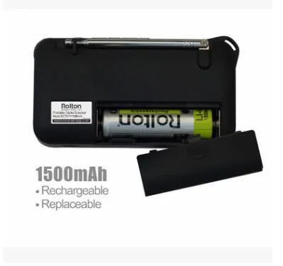 Rolton W405 portable FM radio and MP3 speaker in gold, blue or red colour with LED screen and carrying strap
