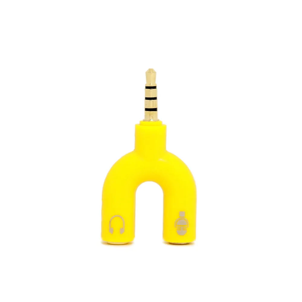 3.5mm audio splitter adapter in six colour options with gold-plated connectors