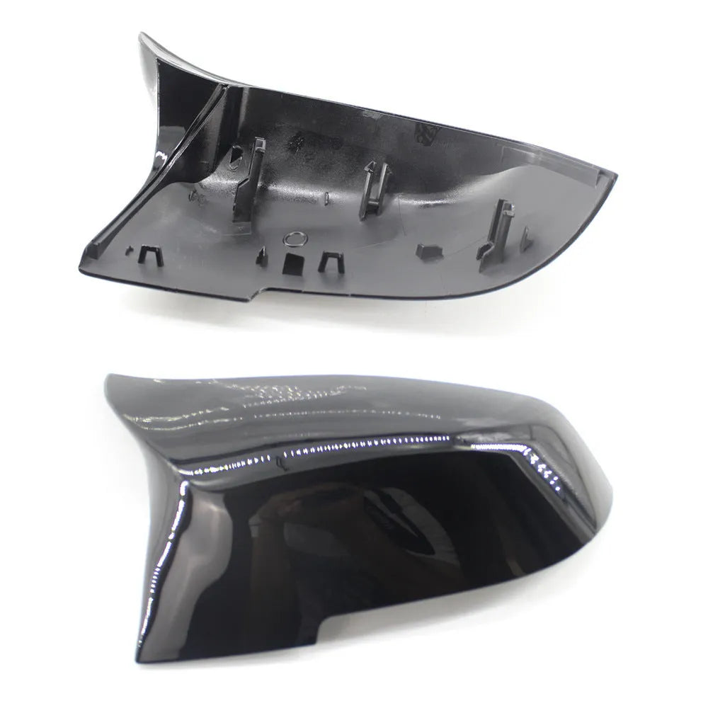 Pair of paint bright black BMW F series replacement rear-view mirror shells