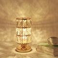 Gold table lamp with iron art and crystal, E27 light source, for bedside bedroom living room study 5-15m2