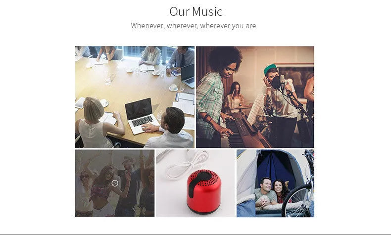 Hieha XQ11 cylinder-shaped metal mini Bluetooth speaker in choice of five colours on a plain background.