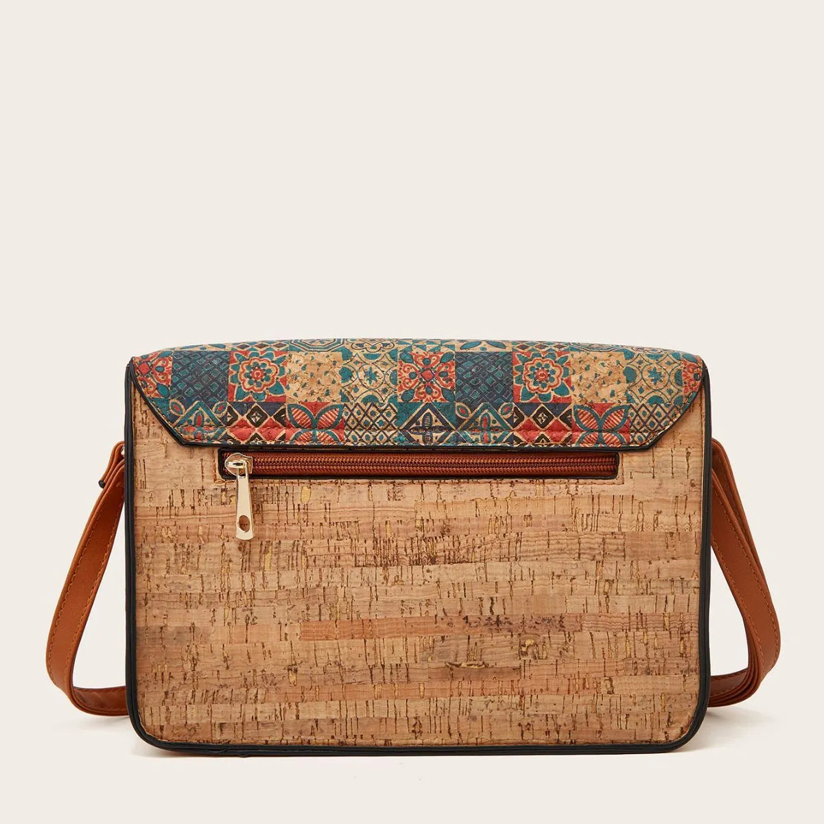 Women's printed PU shoulder bag with adjustable strap shown in four colour variations