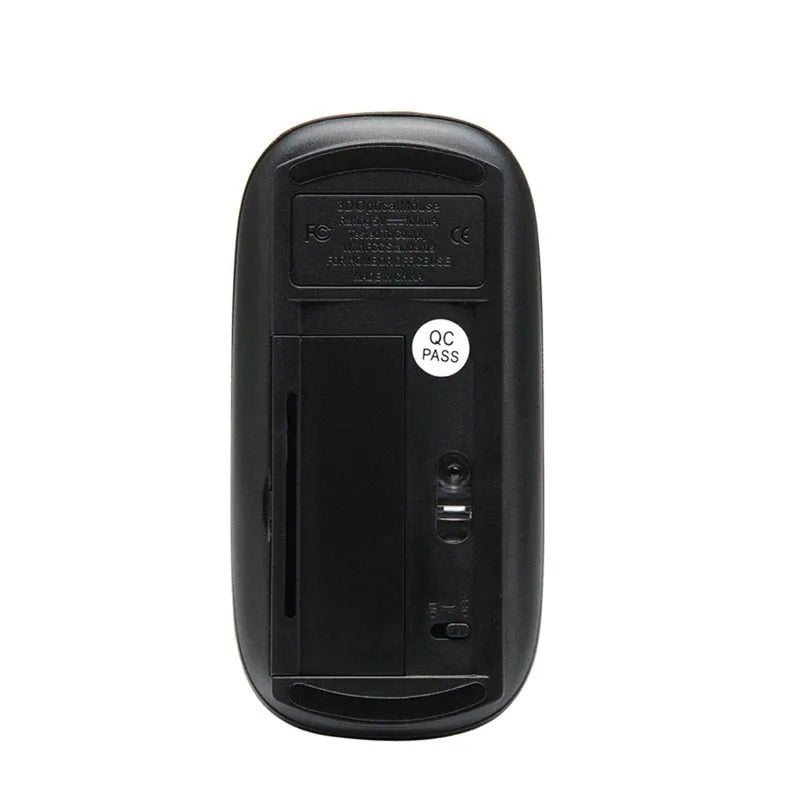 Ultra-thin wireless touch mouse, 1600dpi optical, 2.4GHz USB, 10m range, Black or White, 100-120mm size