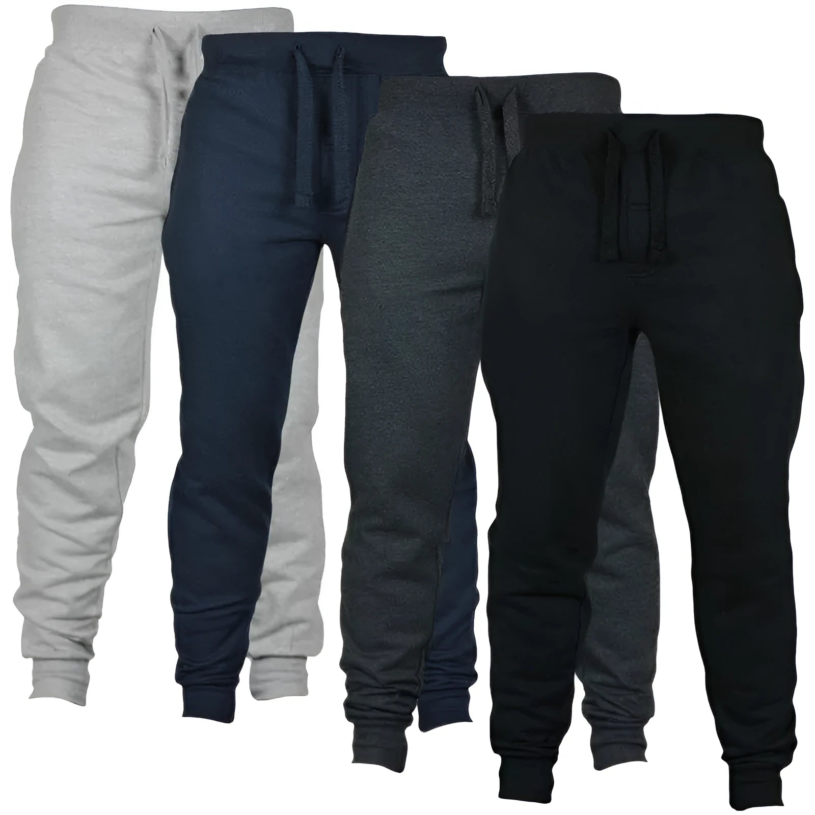 Men's grey fleece casual pants with drawstring waist and loose fit
