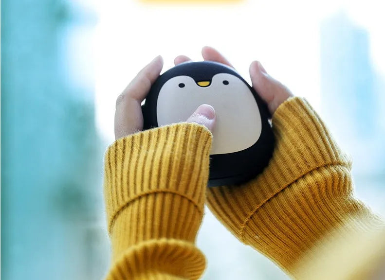 Cartoon penguin polar bear USB rechargeable electric hand warmer with double-side heating