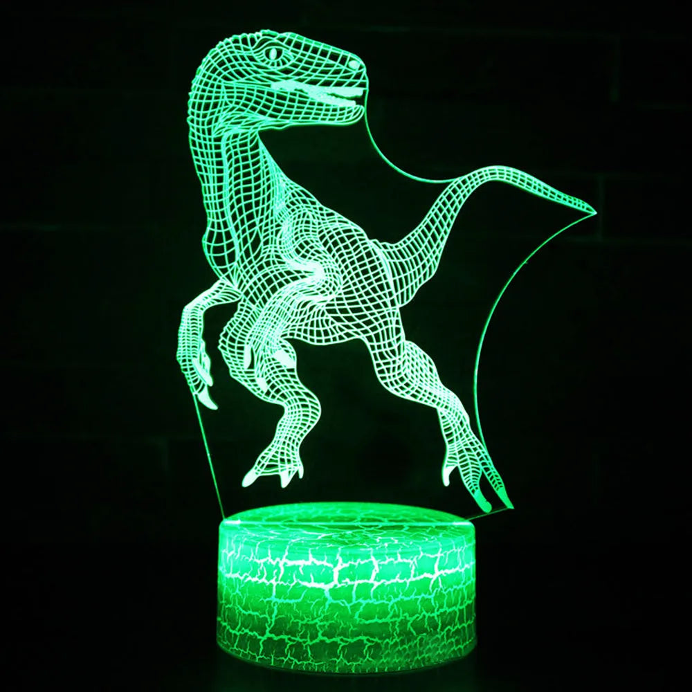 Dinosaur 3D night light with acrylic light guide plate, ABS base, touch switch and remote control option