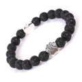 Polished tigereye and Indian agate bracelet with a geometric dog's paw design and love heart charm.