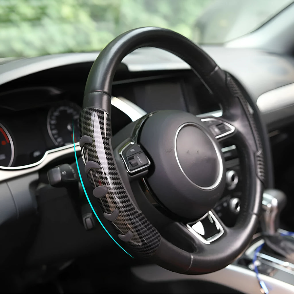 Fibre steering wheel anti-skid sleeve in carbon fibre black colour with 38cm diameter