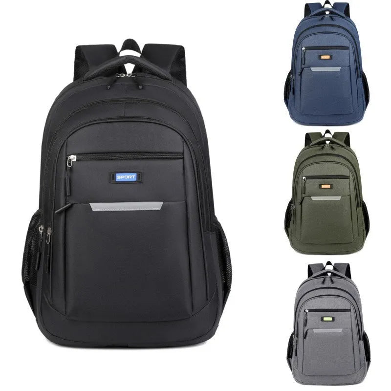 Men's casual Oxford cloth backpack in grey, black, green, or blue colour with breathable design