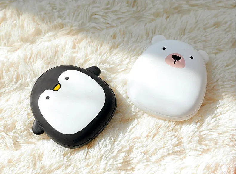 Cartoon penguin polar bear USB rechargeable electric hand warmer with double-side heating